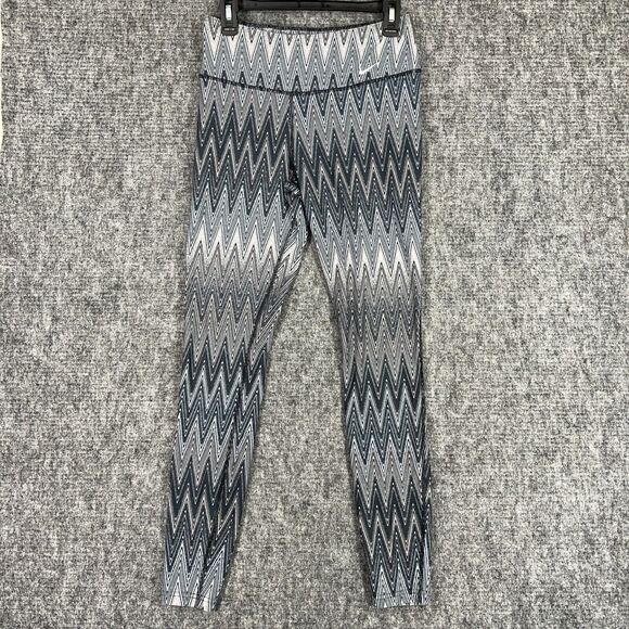 Nike Leggings Womens M Chevron Legend Dri-fit Workout Gym Yoga Running Lounge - Picture 1 of 11